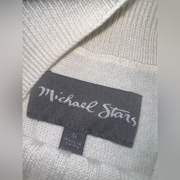 Michael Stars Cream Ribbed Silk Blend Mock Neck Sweater Vest Size Medium EUC - Picture 5 of 9